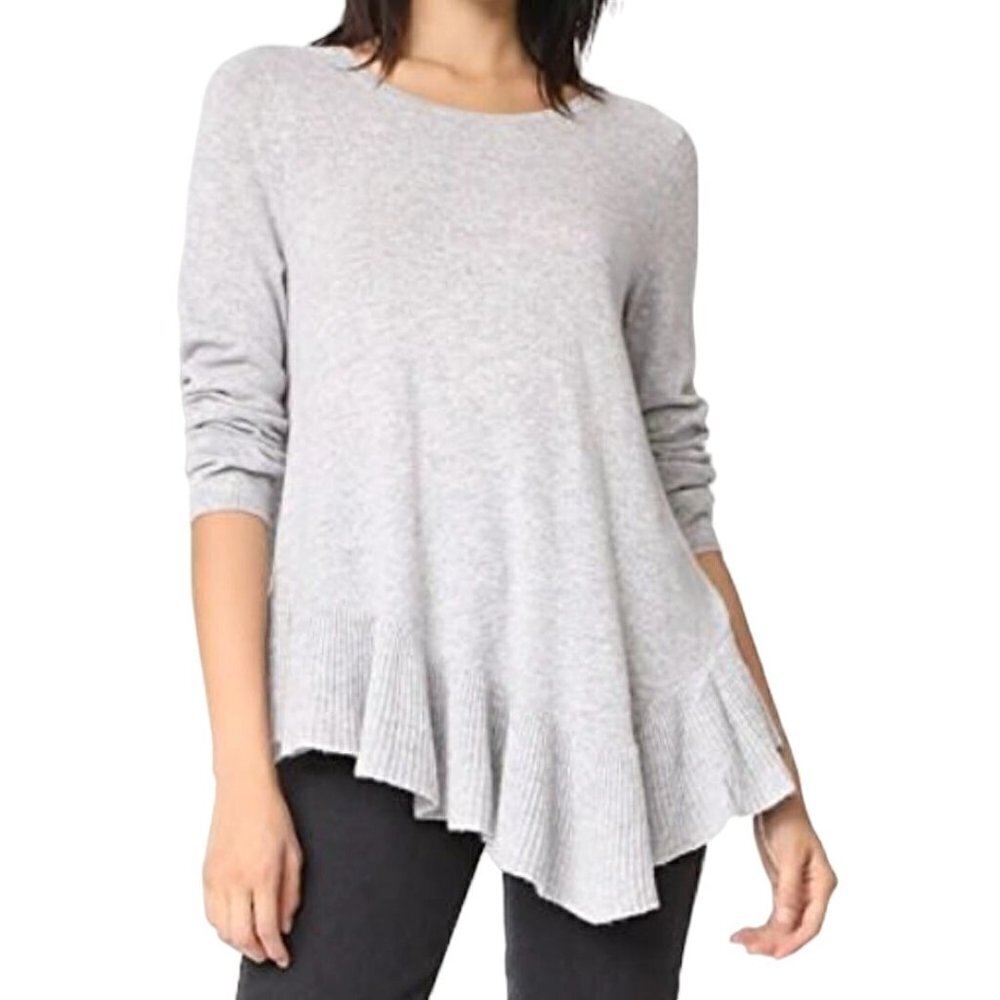 Joie Tambrel N Assymetric Peplum Hem Cashmere Blend Gray Sweater Size S